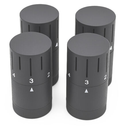 4er Set Design Thermostatkopf M 30 x 1,5 Mit Nullstellung Heizkörperventil Universal Anthrazit