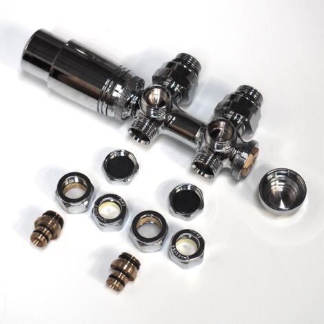 WITEN&NOCK Thermostatventil für Designheizkörper Mittelanschluss Armatur Nabenabstand 50 mm Multiblock Set Chrom