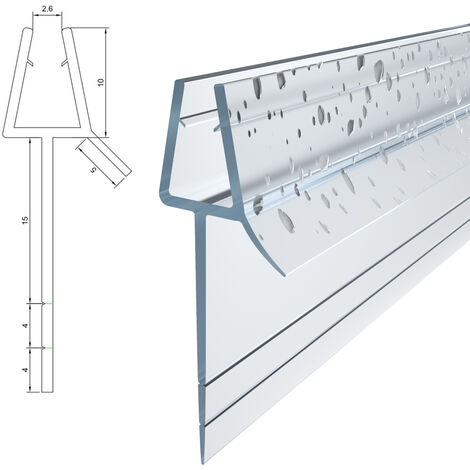 WITEN&NOCK Ersatzdichtung mit extra verlängerter Lippe abreißbar Duschtürdichtung für Falttür Schwingtür Glasstärke 5 mm 6 mm Länge 90 cm