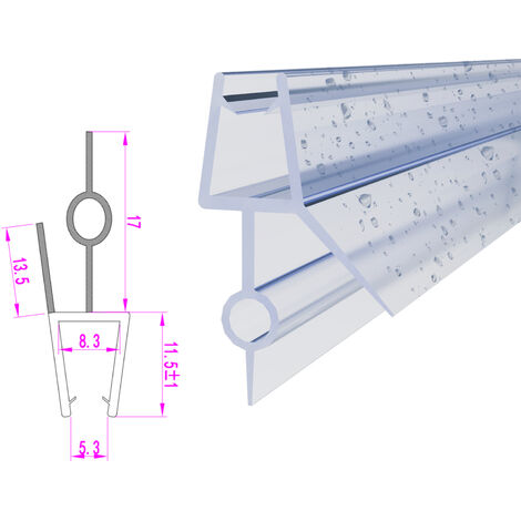WITEN&NOCK Duschdichtung gerade Wasserabweisprofil unten mit runder Streiflippen für 8 mm Glasstärke Länge 50 cm