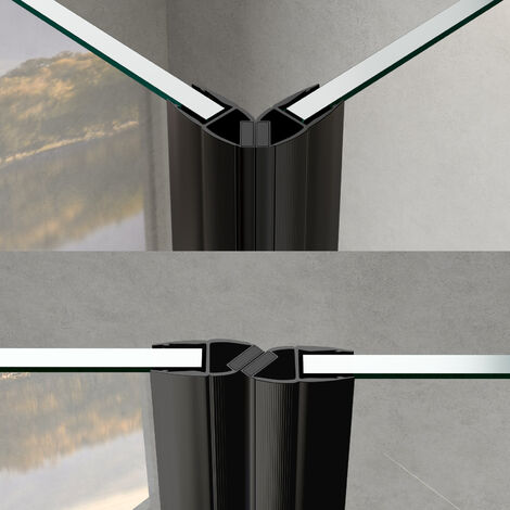 WITEN&NOCK Magnetdichtung schwarz Duschdichtung für Glastüren Duschkabine 90 Grad & 180 Grad (1 Paar) Länge 200 cm für Glasstärke 5 mm 6 mm