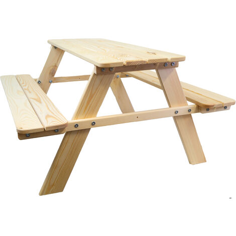Sitzbank für Kinder 90x90x48cm in natur Gartenbank Garnitur mit runden Ecken (1/5)