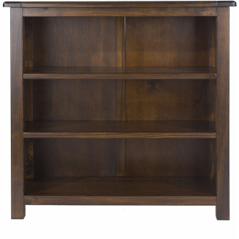 Dark Wood Lacquer Pine Bookcase 3 Book Shelves Solid Wood Living Room Office