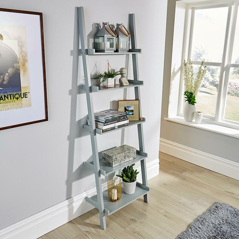 Display Stand Book Shelf Wall Rack Storage, Farmhouse Ladder Bookcase Design