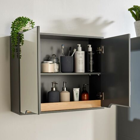 Bathroom Cabinet Wall Mounted Mirrored Vanity Storage Organiser Cupboard Unit