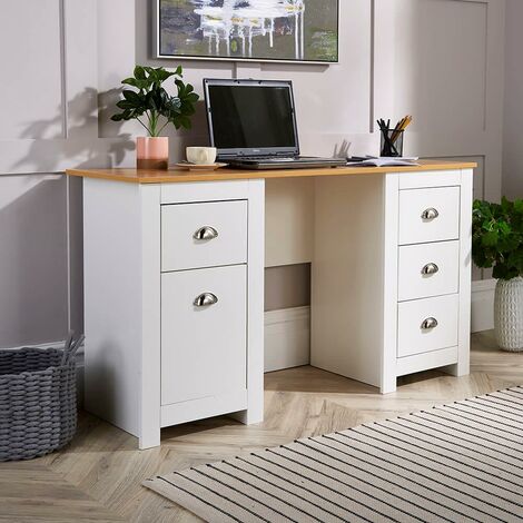 Computer Desk Study Table Home Office Workstation Pedestal White Furniture Unit