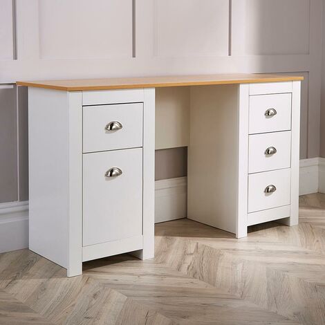 Computer Desk Study Table Home Office Workstation Pedestal White Furniture Unit