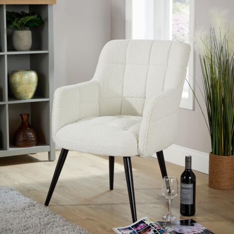 Armchair Boucle Cream Teddy Fur Living Room Home Accent Occassional Furniture (1/5)
