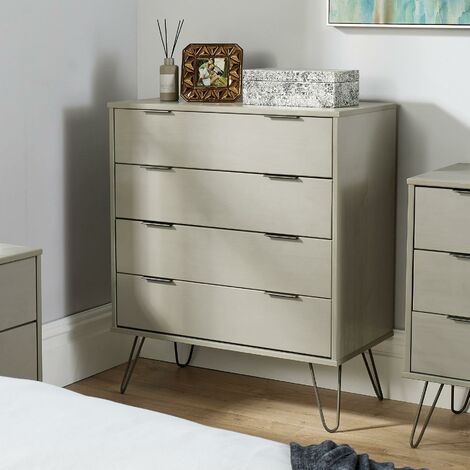 Chest of 4 Drawers Grey Clothing Cabinet Storage Organiser Bedroom Furniture (1/5)