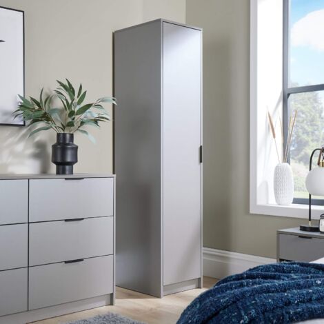 Wardrobe 1 Door Space Saving Grey Bedroom Home Furniture Clothing Storage Unit (1/5)