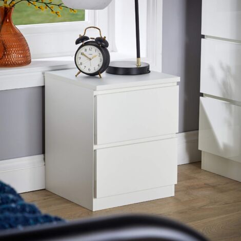 White 2 Drawer Bedside Cabinet Nightstand Modern Storage Unit Furniture Bedroom