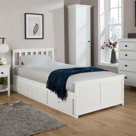 Single 3ft Pine Wooden Bed Frame 3ft Underbed Storage Drawers Bedroom Furniture