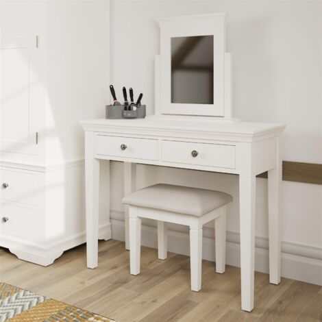 Trinket Dressing Table Adjustable Freestanding Makeup Mirror Solid Pine MDF Unit