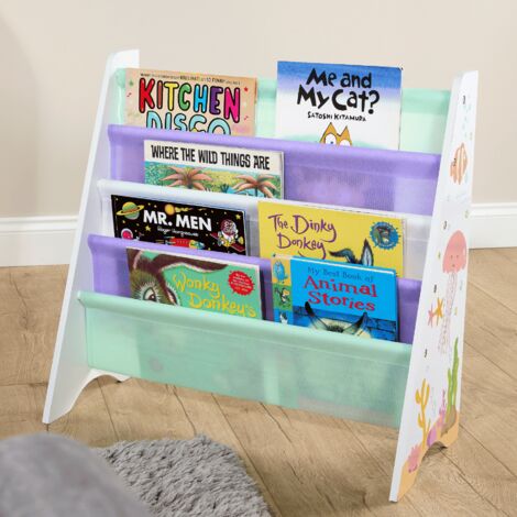 Children Bookshelf Bookcase Kids 4 Tier Sling Book Rack Compact Design (1/5)
