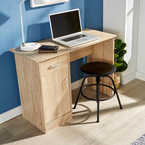 Oak Desk 1 Drawer 1 Door Compact Computer Workstation Home Office Table Tyler