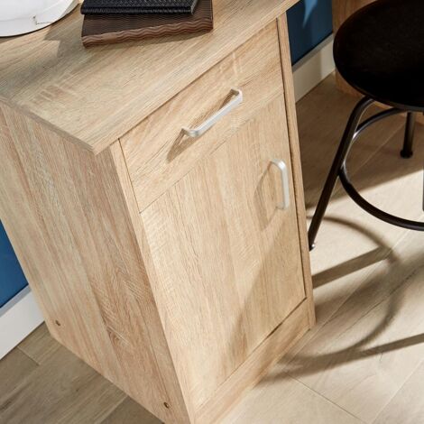Oak Desk 1 Drawer 1 Door Compact Computer Workstation Home Office Table Tyler