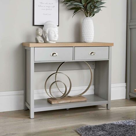 Grey console deals table with storage