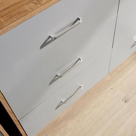 Stratford Wide Chest of 6 Drawers Grey Bedroom Storage Drawers Metal Runners