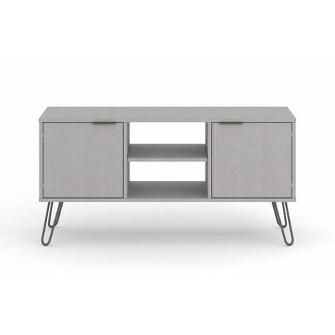 Grey 2 Door 2 Drawer Flat Screen TV Unit Stand Cupboard Living Room Storage