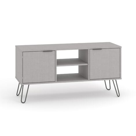 Grey 2 Door 2 Drawer Flat Screen TV Unit Stand Cupboard Living Room Storage