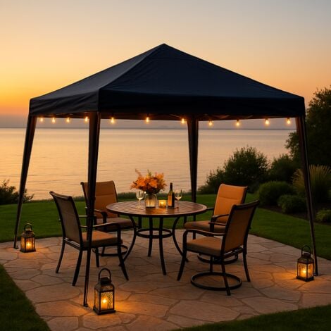 Pop Up Gazebo 3m x 3m Outdoor Garden Marquee Tent Easy Up Black With Carry Bag