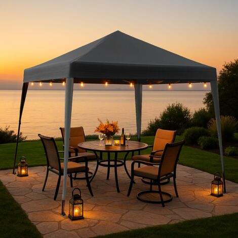 Pop Up Gazebo 3m x 3m Outdoor Garden Marquee Tent Easy Up Grey With Carry Bag