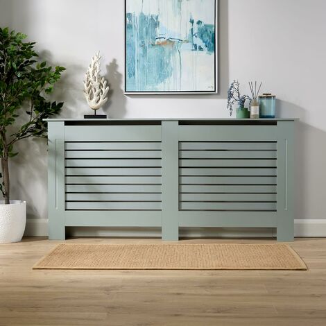 Extra Large Grey Radiator Cover Wooden MDF Wall Cabinet Shelf Slatted Grill