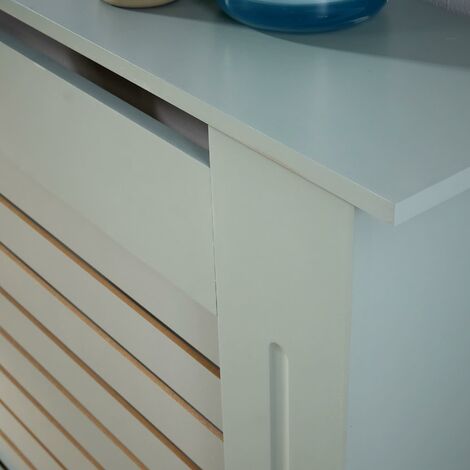 Extra Large Grey Radiator Cover Wooden MDF Wall Cabinet Shelf Slatted Grill