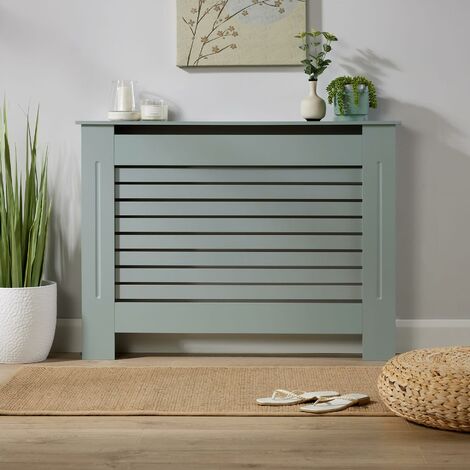 Medium Grey Radiator Cover Wooden MDF Wall Cabinet Shelf Slatted Grill York