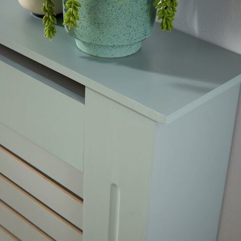 Medium Grey Radiator Cover Wooden MDF Wall Cabinet Shelf Slatted Grill York