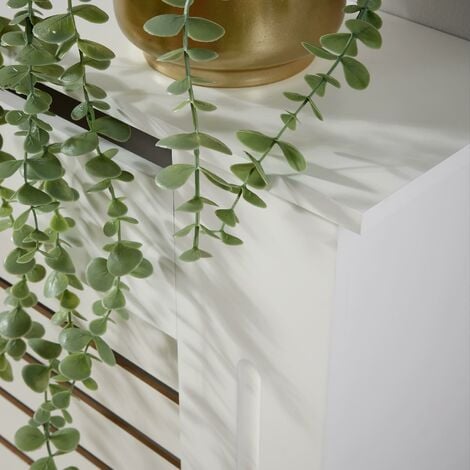 Small White Radiator Cover Wooden MDF Wall Cabinet Shelf Slatted Grill Modern