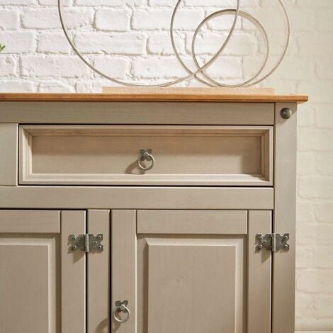 Corona Grey Sideboard 2 Drawer 3 Door Cupboard Solid Mexican Pine Wooden Cabinet