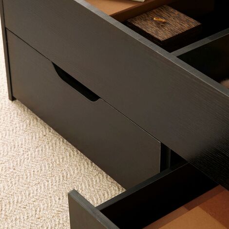 Black Wooden Coffee Table With Lift Up Top and 2 Large Storage Drawers Bruges