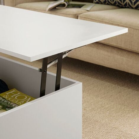 White Wooden Coffee Table With Lift Up Top and 2 Large Storage Drawers Bruges