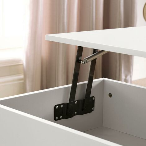 White Wooden Coffee Table With Lift Up Top and 2 Large Storage Drawers Bruges