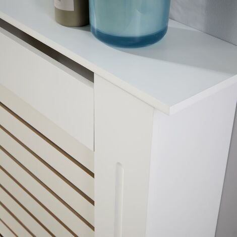 Extra Large White Radiator Cover Wooden MDF Wall Cabinet Shelf Slatted Grill