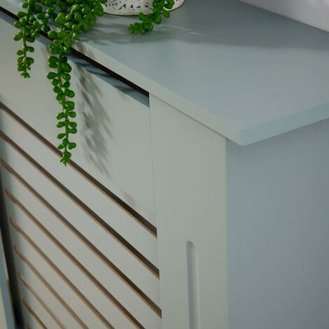 Extending Adjustable Grey Radiator Cover Wooden MDF Wall Cabinet Slatted Grill