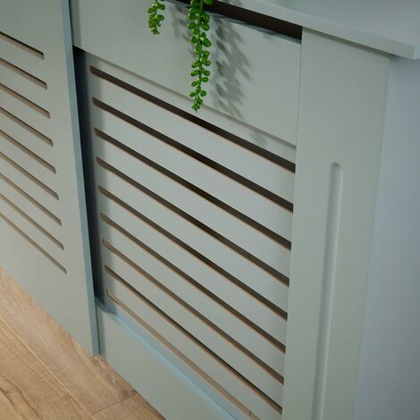 Extending Adjustable Grey Radiator Cover Wooden MDF Wall Cabinet Slatted Grill