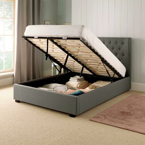 Kensington Grey Double 4ft 6, Grey King Bed With Storage Underneath