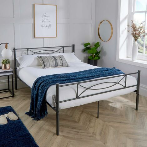 Matt Dark Grey Metal Frame 4ft 6 Double Bed Frame Powder Coated