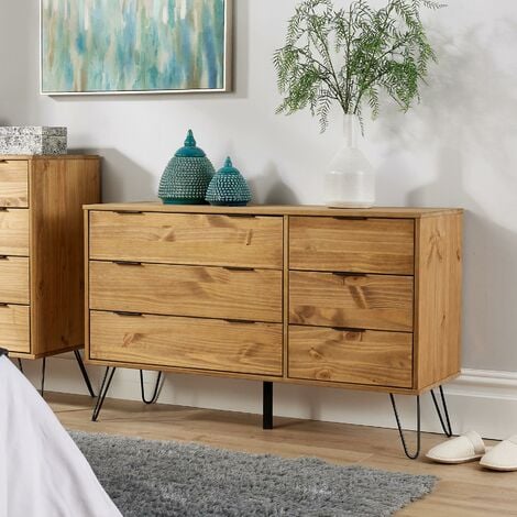 Wooden storage chest with outlet drawers