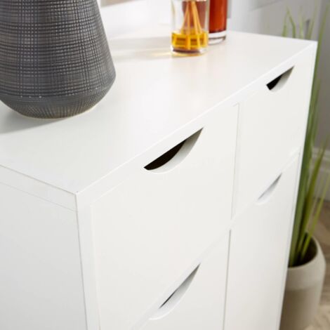 Sideboard White Storage Cabinet 2 Door 2 Drawer Cupboard Solid Wood Legs Scandi