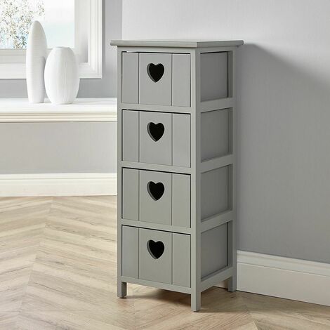 Wooden 4 Drawer Chest Bedroom Storage Organiser Bedside Grey Fully Assembled (1/4)