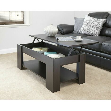 Black coffee table that lifts outlet up