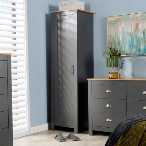 Wardrobe 1 Door Hanging Rail Wood Graphite Bedroom Home Furniture Storage Unit