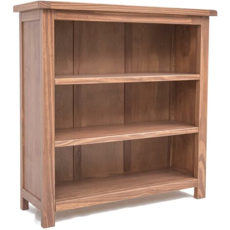 Low Bookcase Dark Oak Living Room Office Furniture Adjustable Shelves Wood Unit