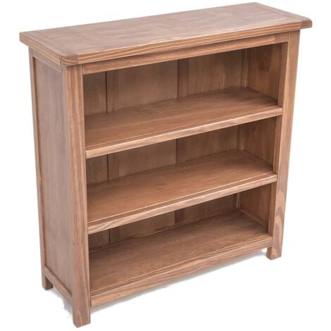 Low Bookcase Dark Oak Living Room Office Furniture Adjustable Shelves Wood Unit