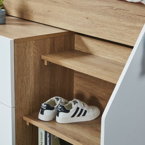 Single 3ft Captains Oak White Midsleeper Childrens Kids Bed Bedroom Furniture