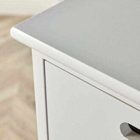 5 Drawer Chest Tallboy White Grey Wooden Bedroom Storage Fully Assembled