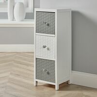 White Wooden Storage Unit 3 Drawer Chest Bedroom Organiser Fully Assembled